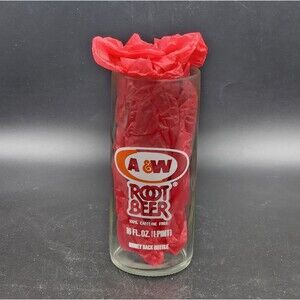 A&W Root Beer Glass Bottle Custom Home Made Vase Pencil Holder Vintage 16 oz